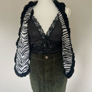 "If It Were Me" Genuine Fur Zebra Print Vest Size M